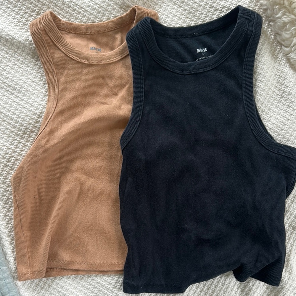 Anthropologie Black and Tan Tank Tops